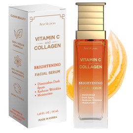 Fleur De Peau Vitamin C Serum For Face With Collagen – Dermatologist Tested, Anti-Aging, Even Skin Tone, Reduces Fine Lines, Improves Radiance & Texture – 95% Natural, Clean Beauty – Korean Skin Care