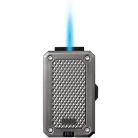 Colibri Rally Single Jet Flame Butane Lighter, Windproof & Refillable, Cigar Enthusiast's Choice with Blue Fuel Window and Adjustable Flame (Gunmetal)