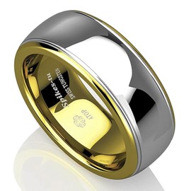 ATOP 8Mm Gold Silver Tungsten Carbide Ring for Men Wedding Band Dome Double Grooves Comfort Fit Male Bridal Engagement Ring (8)