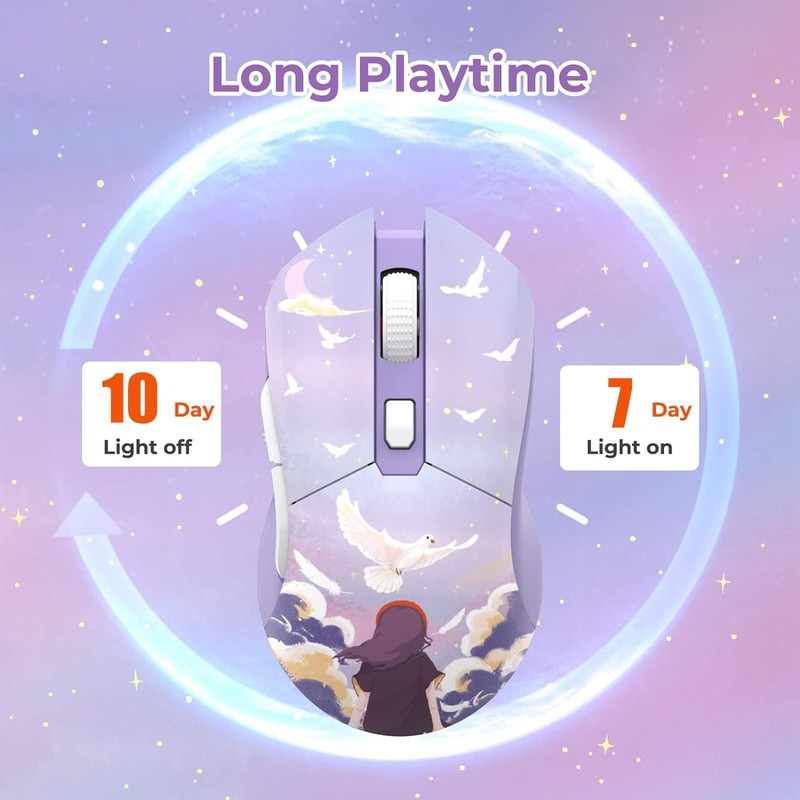 DAREU Wireless Gaming Mouse with Charging Dock Rechargeable RGB,12K DPI,7