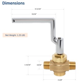 Leyso WR-GV Copper Gas Valve with Handle for Commercial Chinese Wok Range, CSA Approved, 1/2" NPT x 1/2" NPT, Marking: 1/2 PSI E CV-168