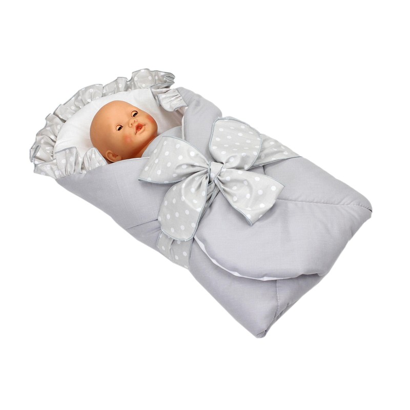 TupTam Baby Swaddle Blanket Padded Wrap with Deco Bow, Gray,