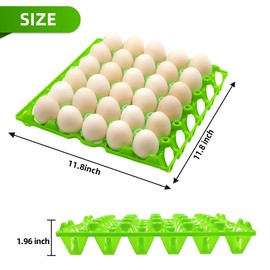 Aqwxc 4-Pack Plastic Egg Crate, 30-Egg Flats - Stackable & Durable, Great for Storing, Sorting & Shipping, and Reusable (4-Pack Green)