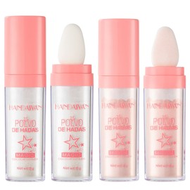 2PCS Polvo De Hadas Fairy Highlight Patting Powder Highlighter Body Brightens the Natural Three-dimensional Face Powder Blusher (#01 White & #02 Pink)