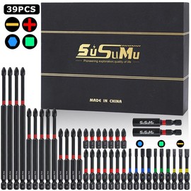 Gifts for Men,SUSUMU Magnetic Impact Phillips Drill Bit Set, 1/4 Inch Hex Shank Drill Bit Set, Insert Drill Bit Set, Power Tool Accessories:_39PCS