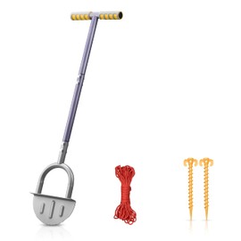 PLANTNOMICS Improved October 2024 Model Half-Moon Edger – Steel Garden Tool for Landscaping & Borders with Rope & Pegs for Precision – Saw-Tooth Edger with Ergonomic Rubber-Grip Handles, 39 in.