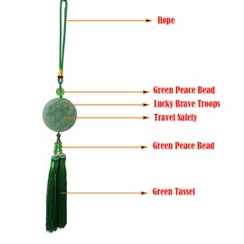 Car Green Imitation Crystal Hanging Decoration House Door and Window Decorative Pendant Chinese Traditional Style Amulet Pendant for Luck Safety (Green Travel Safely)