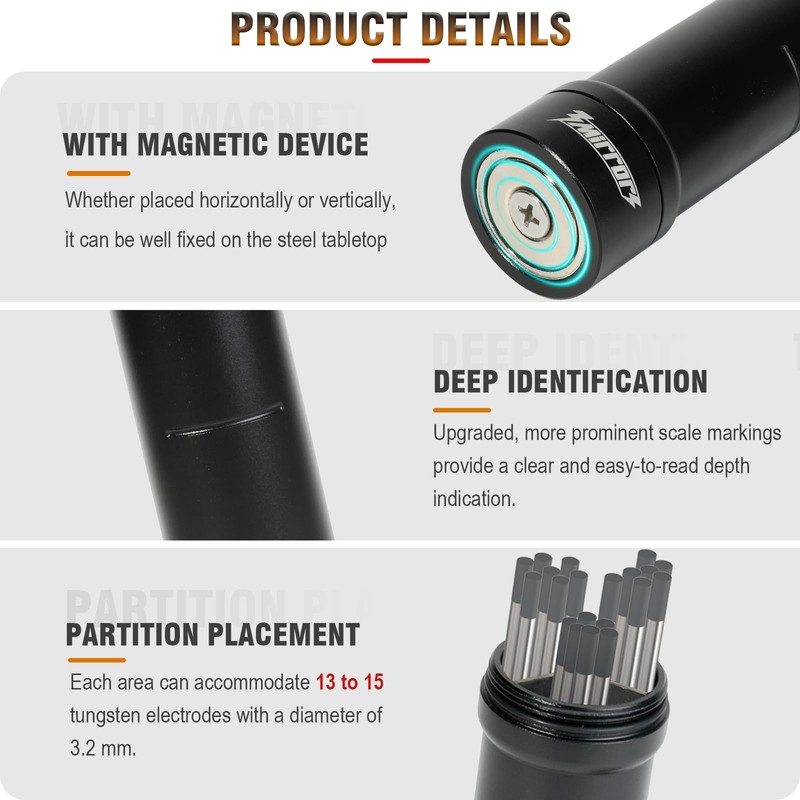 3mirrors Tungsten Holder-Black Storage Tube for TIG Tungsten Electrode with