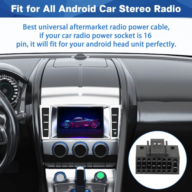 Fiegromech 16 Pin ISO Radio Wiring Harness Adapter for Android