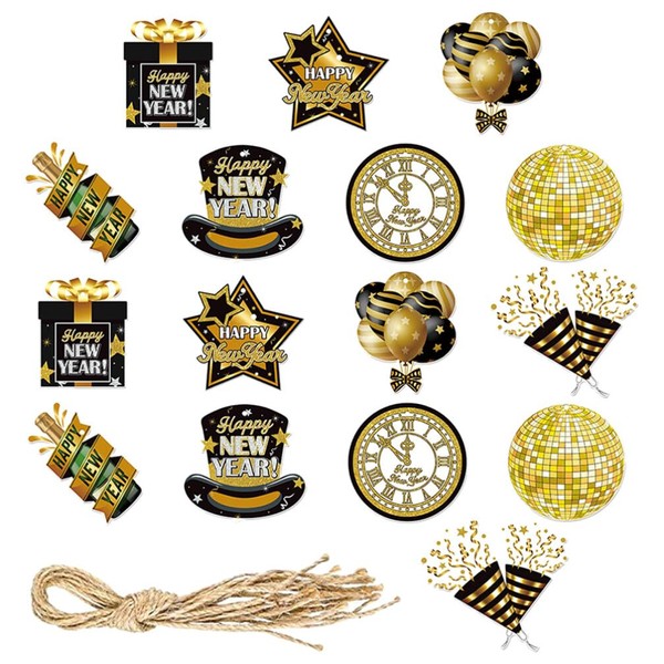 Beaupretty New Year Ornaments, Set of 16, New Year, Decorations, Party Supplies, Hanging Decorations, Hanging Flags, Spring Festival Decorations