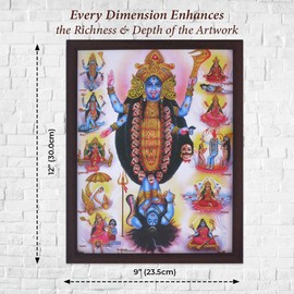 SANVIKA Kali Goddess Picture Frame, Wall Decor for Living Room & Home Office, Hindu Goddess Kali with 11 Roopa, 12" x 9