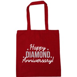 Hippowarehouse Happy diamond anniversary Tote Shopping Gym Beach Bag 42cm x38cm, 10 litres