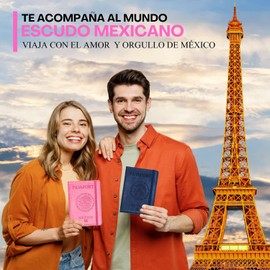 Porta Pasaporte y Visa Mexicano Pasaporte Funda con 10 Compartimientos para Mujer con Protección RFID Versión 3.0(Rojo Rosa)