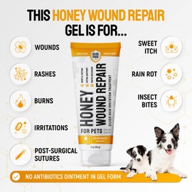 SILVER GRADE Dog Wound Care with Manuka Honey & Colloidal Silver for Scratches & Skin Irritations – Cat & Dog Hot Spot Treatment Gel Works as Honey Rapid Wound Repair for Horses – for All Pets – 2-Oz