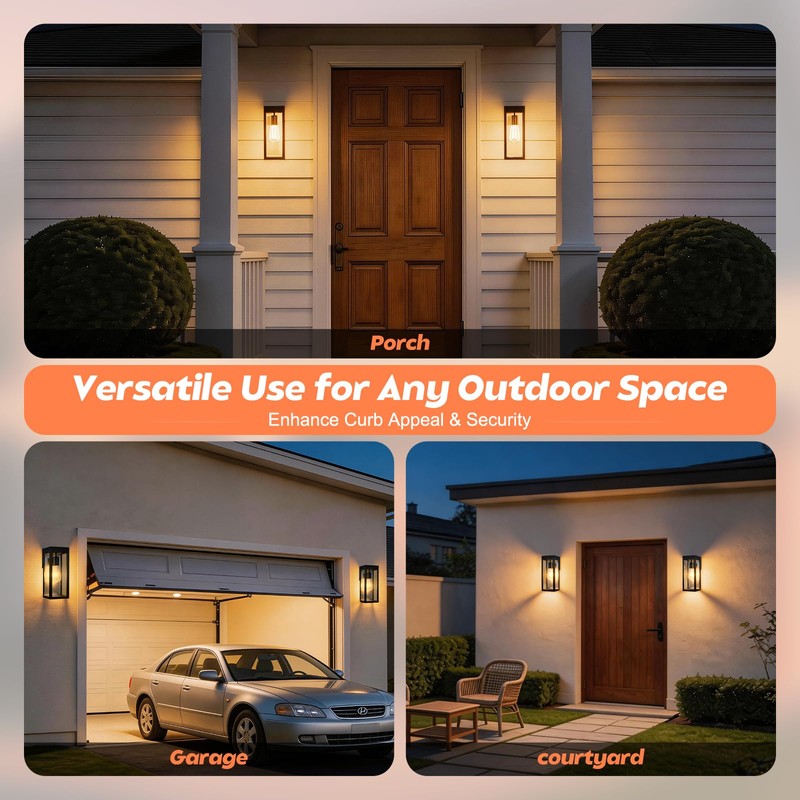 Solar Sconce Light Outdoor Dusk-to-Dawn Solar Powered Outside Porch Lantern
