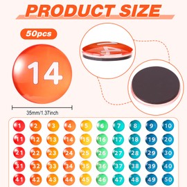 Tellegloww 1-50 Magnetic Numbers Large Glass Magnets Number for Whiteboard Dry Erase Boards Classroom Round Number Refrigerator Magnets for Whiteboard Home School Office 1.37"(Novel Style)