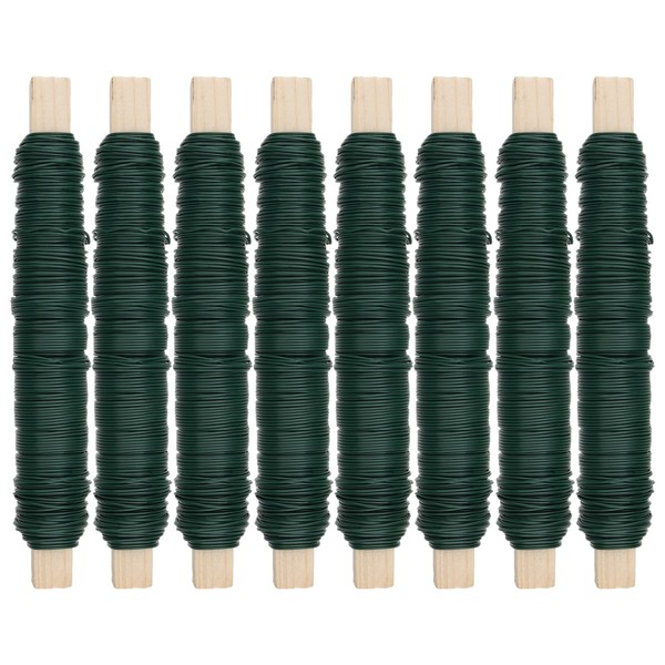 CHUEHKAK Pack of 8 35 m Flower Wire, Green, 0.7