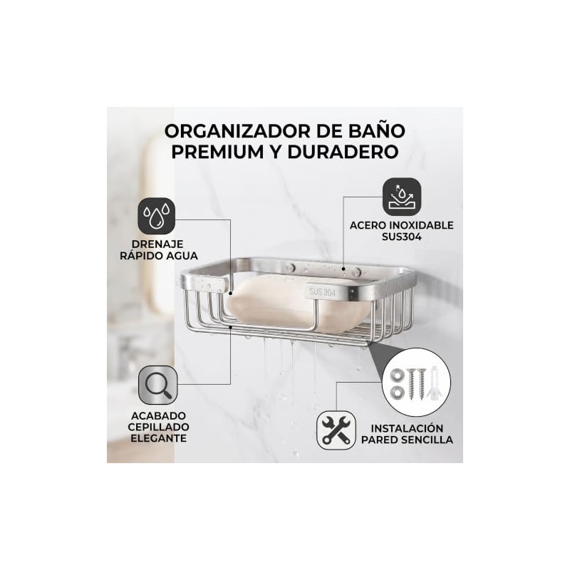 Cocoarm Jaboneras para Baño Acero Inoxidable, Jabonera para Regadera Soporte