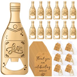 Suclain 25 Sets Wedding Guest Favors Bottle Opener Party Favors Includes 25 Bottle Opener Vintage Wedding Bottle Opener 25 Wedding Thank You Cards 25 Organza Bags Wedding Souvenirs for Guests (Love)