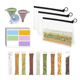 Gormenland 100pcs Protein Powder Container Set, Protein Powder Storage Container To Go, Powder Dispensers with Funnel and Labels for Travel Fitness Workout Trip