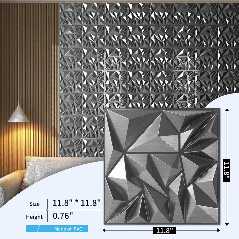 Art3D 33-Pack 3D Wall Panels - Diamond Textured Feature Paneling