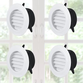 VIHOSE 4 Pcs Soffit Vents Soffit ABS Exterior Round Exhaust Vent with Built in Fly Screen Mesh for Home Bathroom Office Kitchen, White (3 Inch)