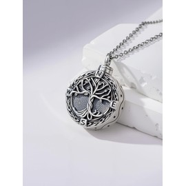 TOUPOP Tree of Life Urn Necklace for Ashes 925 Sterling Silver Cremation Jewelry Funeral Memorial Gifts Keepsake Jewelry for Women with Funnel Filler