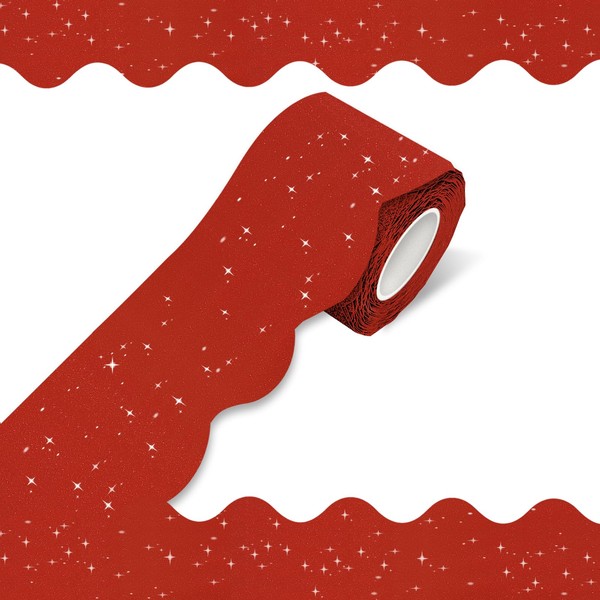 70Ft Shine Scalloped Bulletin Board Border- Red Bulletin Board Border,