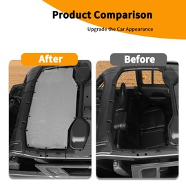 Hoolcar Front & Rear Mesh Sun Shade for Jeep Wrangler JL Unlimited (2018-2024) 4 Doors- American Flag Mesh Screen Sunshade JLU Top Mesh Cover UV Blocker Mesh Cover, Grey