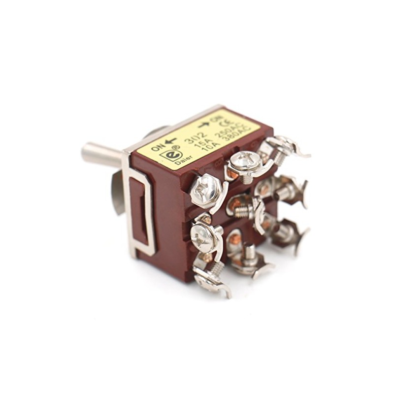 Heschen Metal 3PDT Toggle Switch HS-302 ON/ON 2 Positions 15A