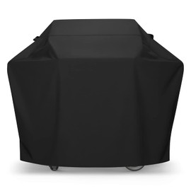 SunPatio Grill Cover 50 Inch, Outdoor Heavy Duty Waterproof Barbecue Gas Grill Cover, UV and Fade Resistant, All Weather Protection for Weber Char-Broil Kenmore Nexgrill Grills and More, Black