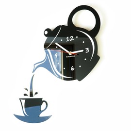 FLEXISTYLE Modern Wall Clock for Kitchen Cup and Jug 45 cm x 45 cm 3D Silent Design Made in EU