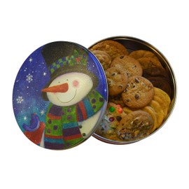 The Great Cookie Snowman Keepsake Cookie Tin with 2lbs fresh Baked cookies of your choice (Variety - no nuts)