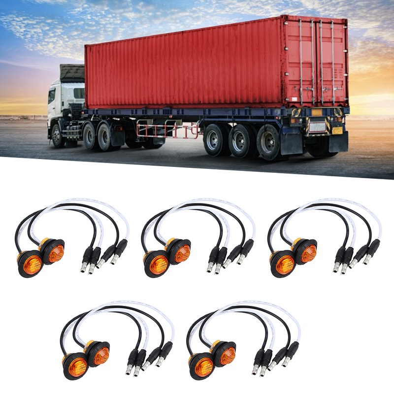 10pcs 3/4in LED Side Marker Light Clearance Lamp with DC