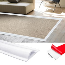 Carpet to Tile Transition Strip, Self Adhesive Carpet Edge Trim Strip, Flexible Cuttable Floor Transition Strip, Threshold Cover for Doorways with a Height Less Than 5 mm-White 3Ft