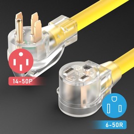 TOOLIOM Nema 14-50P to 6-50R Welder Adapter Cord 3 Prong to 4 Prong 50Amp Heavy Duty Welder Plug Outlet Adapter Cord for Welder Generator STW 8 AWG 50 Amp 250V 12500 Watt 12Inch