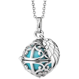 Engelsrufer Women's Sterling Silver Wing Pendant with Interchangeable Chime Ball Pendant - Nickel Free, Sterling Silver, No Gemstone