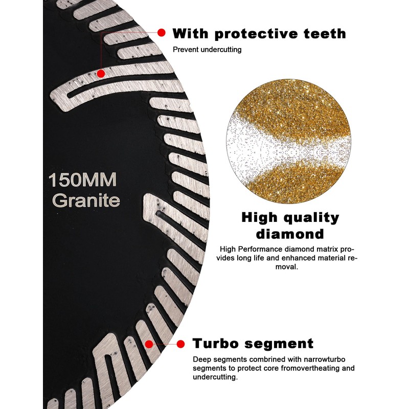 Casaverde 150mm Diamond Turbo Saw Blade,Diamond Blade for Granite and