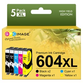 GPC Image 604XL Compatible Printer Cartridges for Epson 604 XL Multipack for Expression Home XP-2200 XP-2205 XP-3200 XP-3205 XP-4200 XP-4205 Workforce WF-2910 WF-2930 WF-2935 WF-2950 (5-Pack)