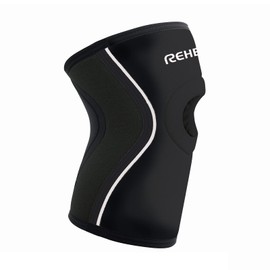 Rehband Children's Knee Support with Patella Opening, Stabilising Neoprene Knee Support for High Stabilisation of the Patella for Girls and Boys 5 mm Neoprene, Colour: Black, 1 Pair, Size: M