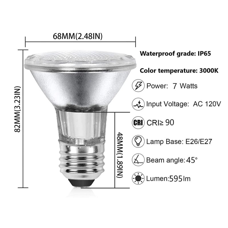 Drart PAR20 LED Range Hood Light Bulbs Under Hood 60W