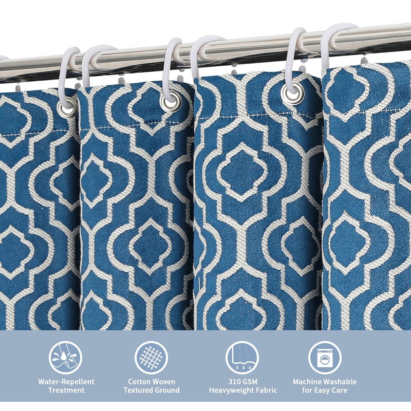 MitoVilla Blue Boho Shower Curtains for Modern Farmhouse Bathroom Decor,