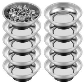 10 Pcs Stainless Steel Magnetic Parts Tray Set, 3 Inch Round Magnetic Bowls for Screws, Nuts, Pins, Bolts & Small Parts, Garage Workshop Tool Holder