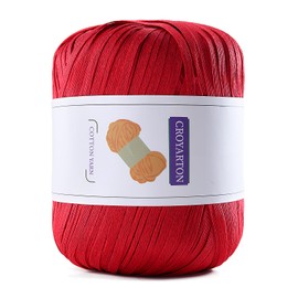 Raffia Yarn for Crochet, Soft Cotton Yarn for Crocheting Summer Beach Bag/Hat, 114 Yards/1.76 Ounce Ribbon Paper Yarn for Beginners DIY Hand Knitting Handbag(Red)