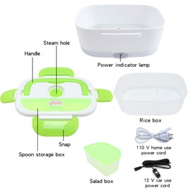 VECH Electric Lunch Box Food Warmer - Portable 110V & 12V Heating Lunch Box for Car, Truck, Home, and Office - 1.5L Removable BPA-Free Container - Healthy Meal Solution for On-The-Go Lifestyles