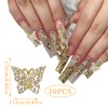 RODAKY 10PCS Gold Butterfly Nail Art Charms 3D Alloy Shiny