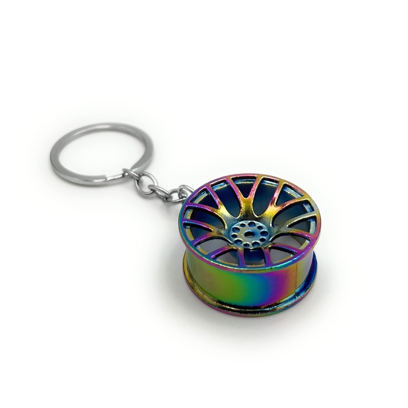 H-Customs Wheel Rim Car Tuning Colourful Effect Keyring Pendant Colourful