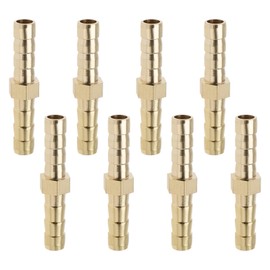 Create idea Pack of 8 6 mm Brass Hose Connectors Straight Connector Coupler Splicer Connection for Air Line Water Pipe Fuel Line Oil Line Accessories