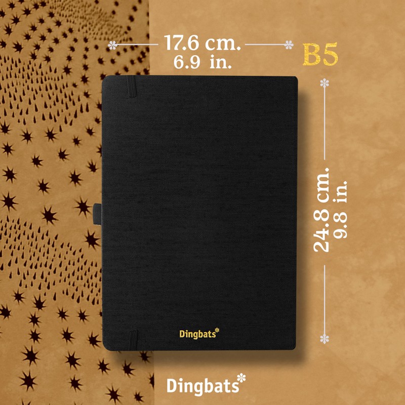 Dingbats* - Pro B5 Lined Large Notebook - Black Textile