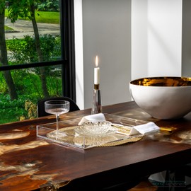 Modern Elegant 16"x12" Rectangle Acrylic Lucite Plastic Decorative Tray Clear Serving Tray with Clear Handles Food Tray Fruit Tray for All Occasion's by Home Redefined